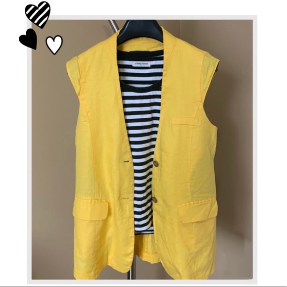 Yellow Linen Vest - Picture 2 of 6